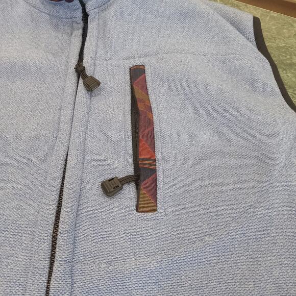 Mens XXL Western Aztec Trim Southwestern Blue Vest Fleece Full Zip Pockets Cozy - Picture 3 of 13